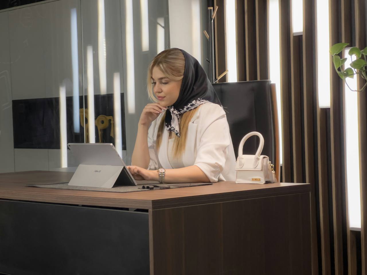 Woman working online